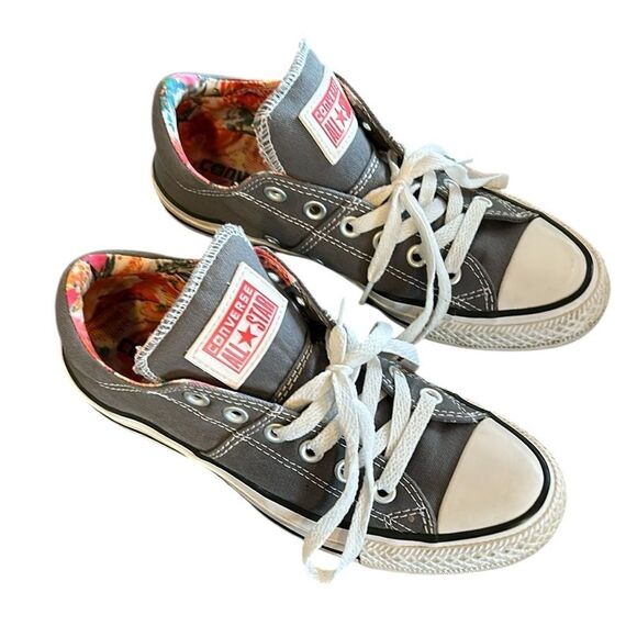 Converse Charcoal Sneakers with Floral Interior - Picture 1 of 8